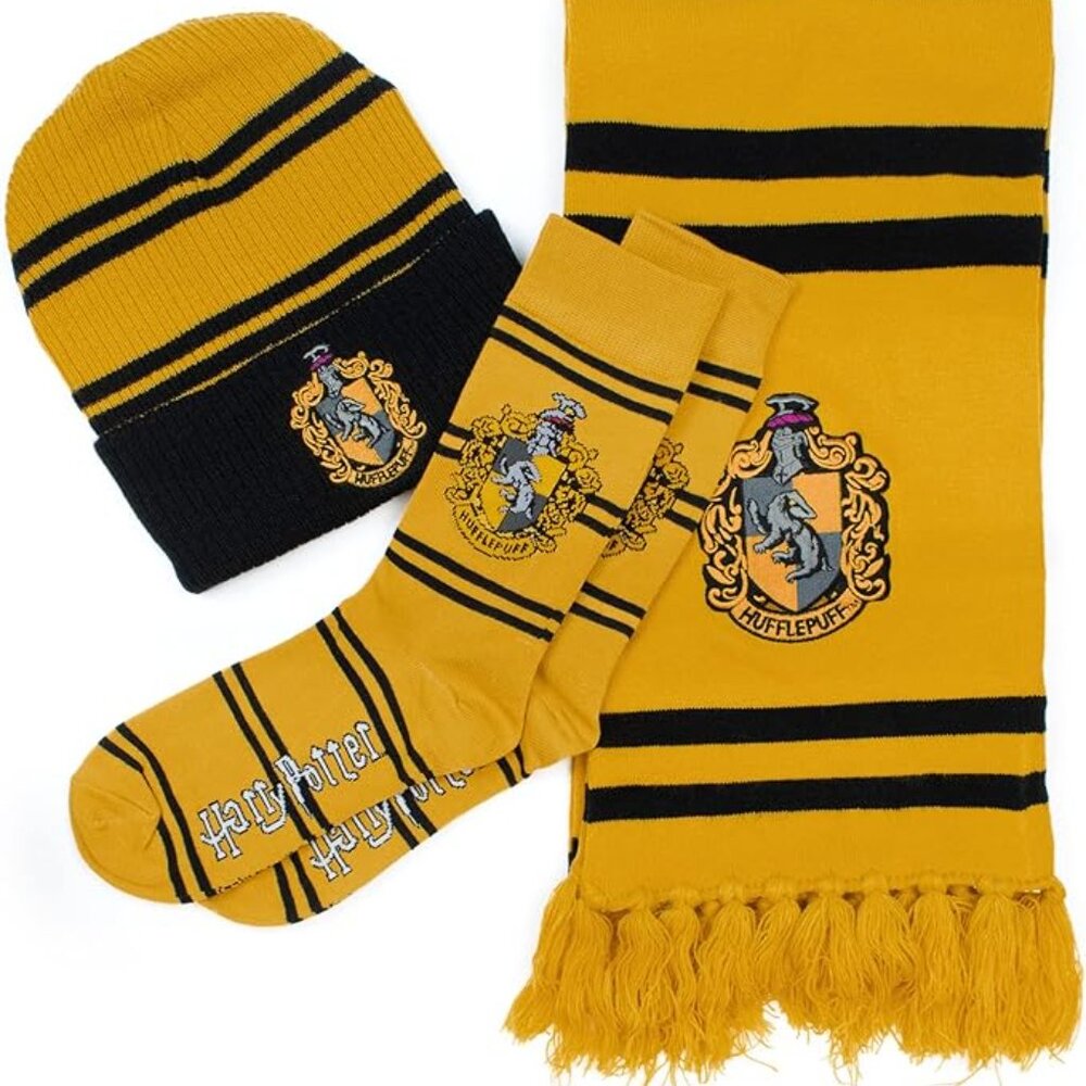 Culture Fly Harry Potter Scarf Beanie Socks Premium Knit 3pc Winter Bundle Gift
